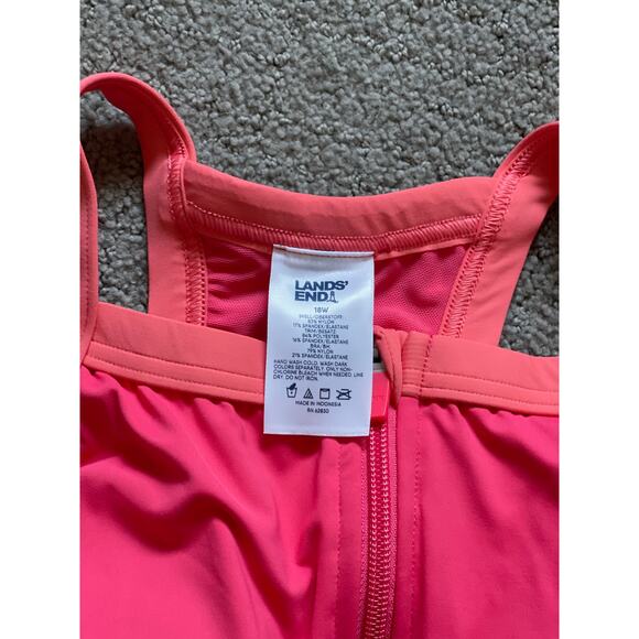 Lands' End Chlorine Resistant High Neck Zip Front Racerback Tankini Short Set - Picture 5 of 8